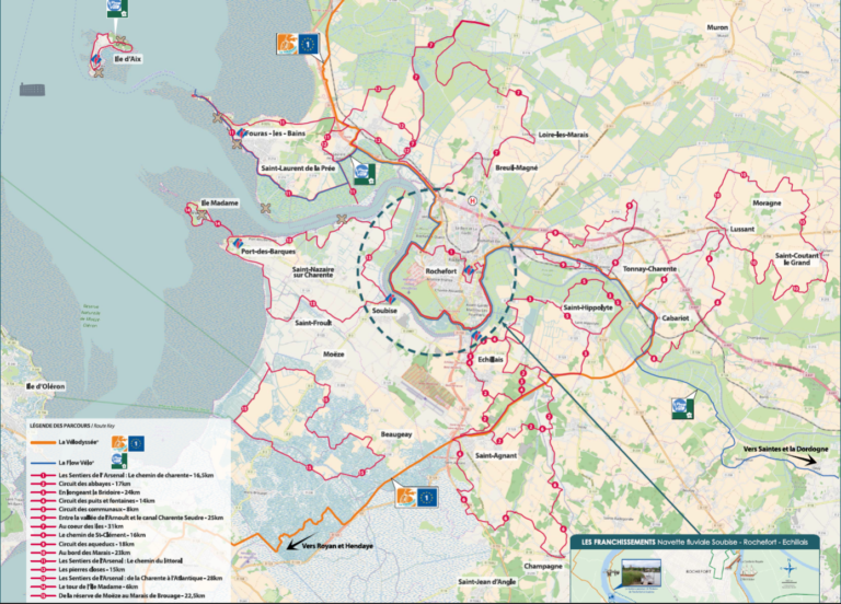 Plan des pistes cyclables à Rochefort et au alentours